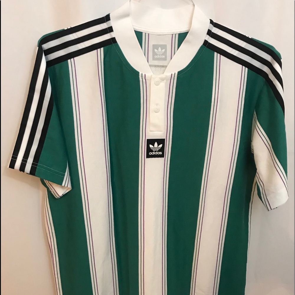 Adidas Clatsop Green & White Striped Jersey